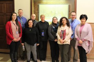 The OMS Schools to Watch committee worked diligently to complete the NYS Department of Education application. Pictured (l-r): Alyssa Staino, Christopher Dobson, Diane Rutherford, John Akers, Polly Madsen, Lisa Lancia, Melody Martinez-Davis, Jerrod Roberts and Lisa Montanaro. Missing from the photo are Bryon Rockow, Matthew Komendat, and Joseph Rugari. 